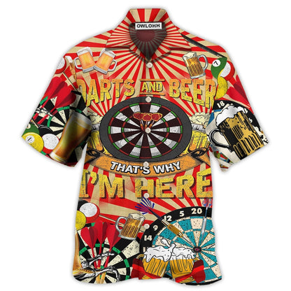 Hawaiian Shirt / Adults / S Darts And Beer That's Why I'm Here - Hawaiian Shirt 