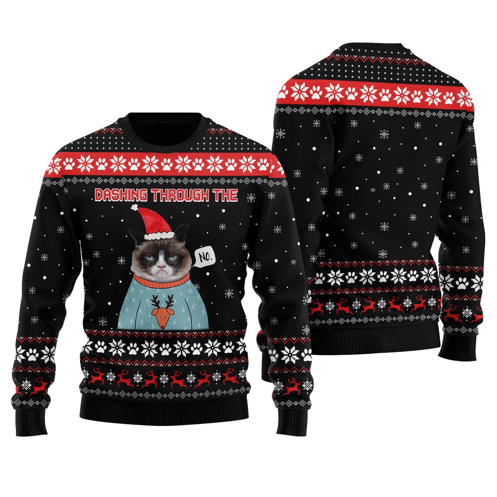 Dashing Through The No Custom Face Ugly Christmas Sweater
