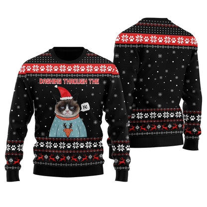 Dashing Through The No Custom Face Ugly Christmas Sweater