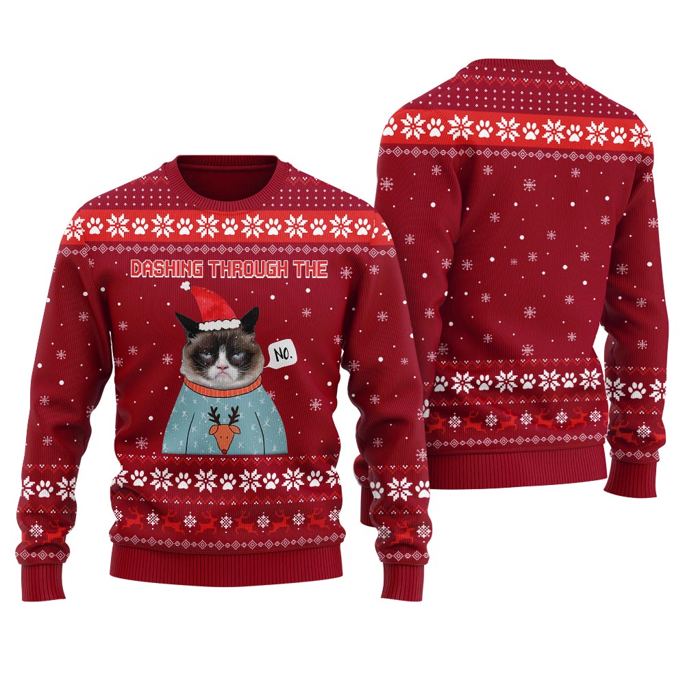 Dashing Through The No Custom With Picture Women's Ugly Sweater