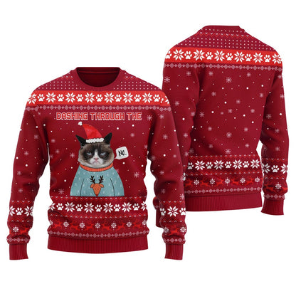 Dashing Through The No Custom Face Ugly Christmas Sweater