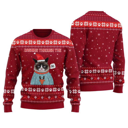 Dashing Through The No Custom Face Ugly Christmas Sweater