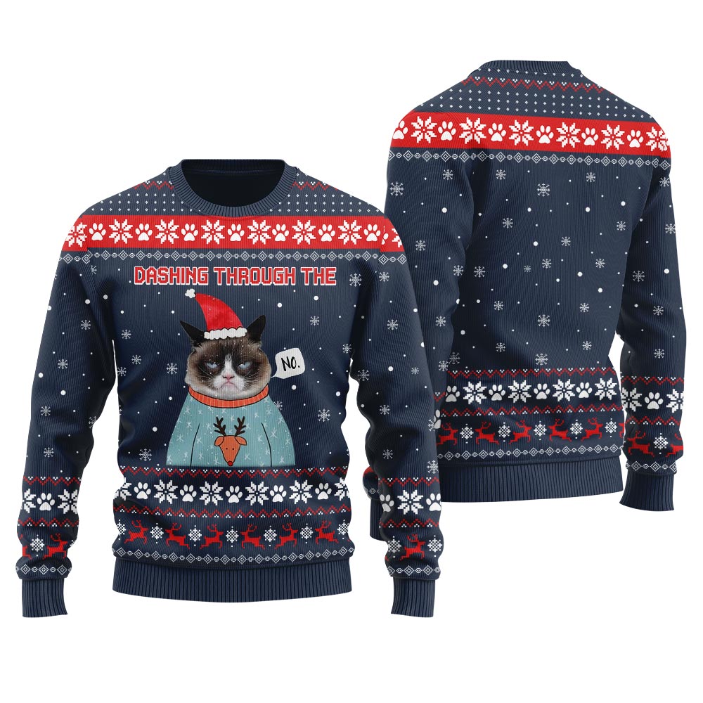 Dashing Through The No Custom Pet Men's Christmas Sweater