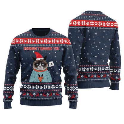 Dashing Through The No Custom Pet Men's Christmas Sweater