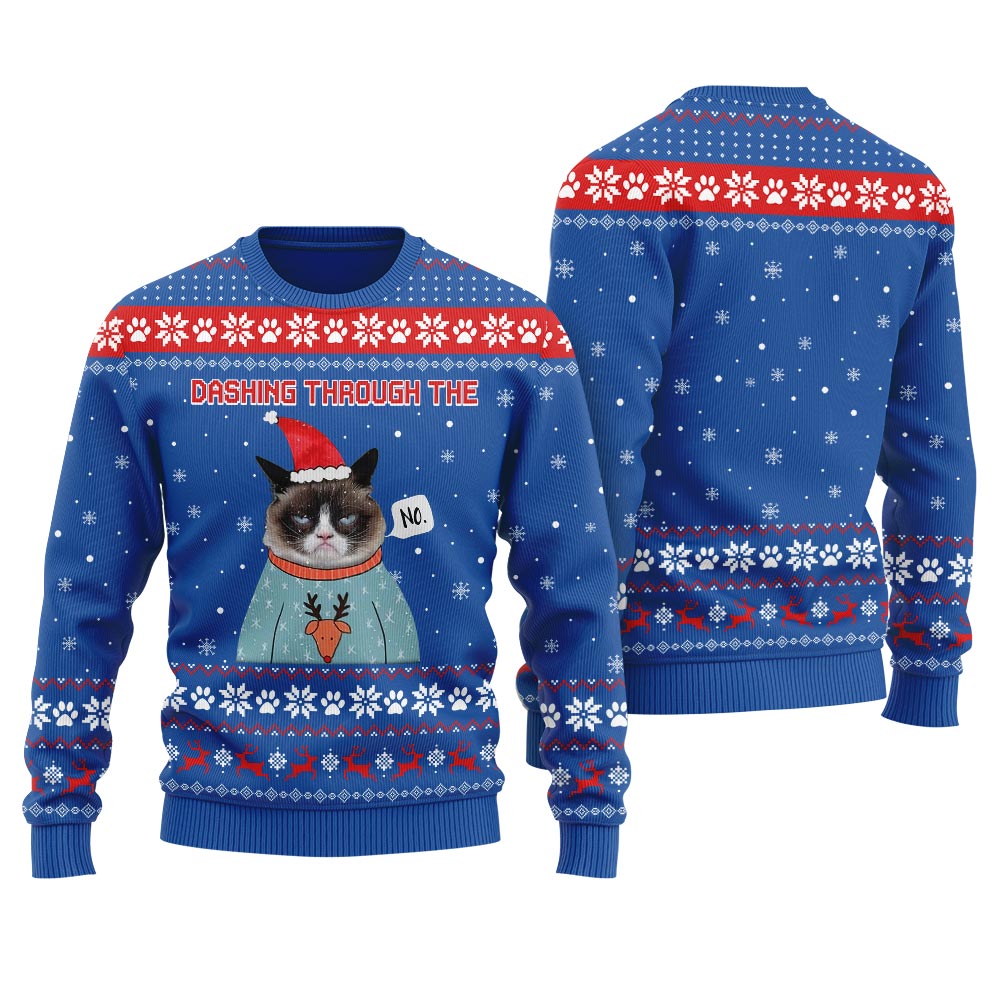 Dashing Through The No Custom With Picture Women's Ugly Sweater