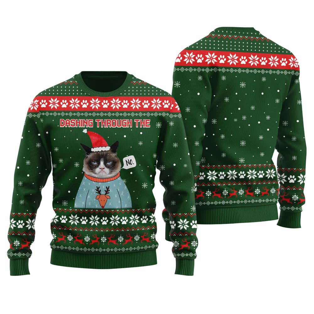 Dashing Through The No Custom With Picture Women's Ugly Sweater