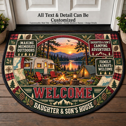 Daughter & Son's Camping Adventures Personalized Half Round Mat | 5To9Vibe