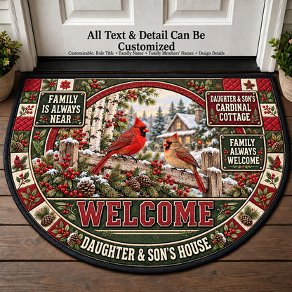 Daughter & Son's Cardinal Cottage Personalized Half Round Mat | 5To9Vibe