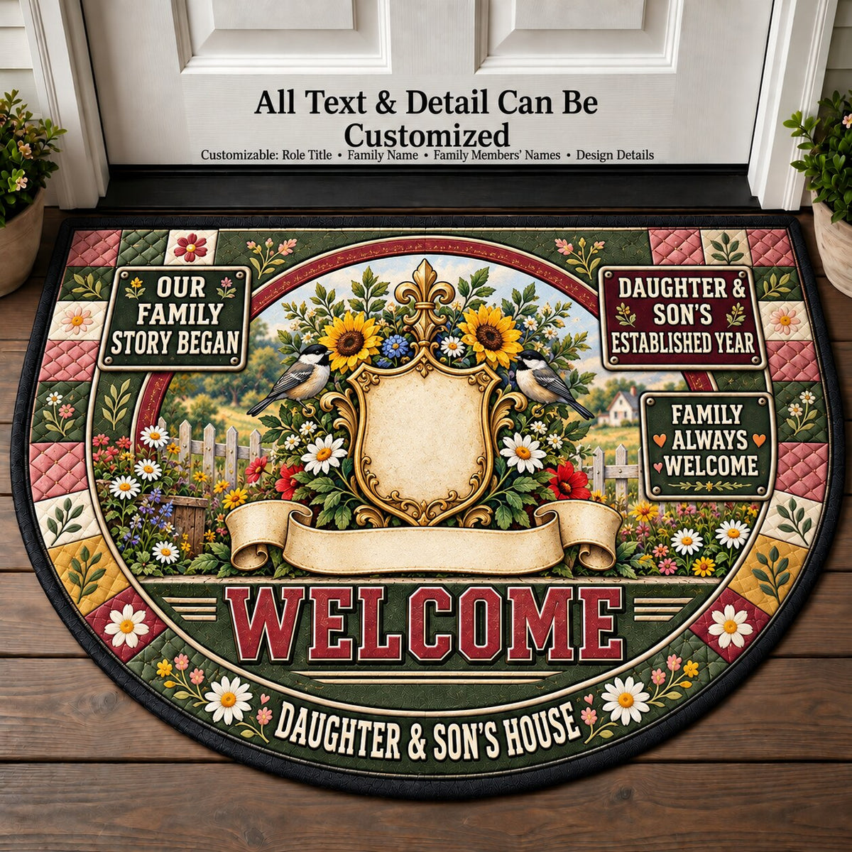 Daughter & Son's Established Year Personalized Half Round Mat | 5To9Vibe
