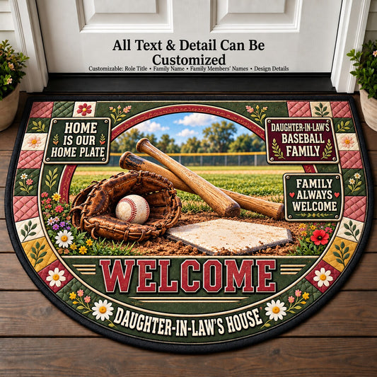 Daughter-in-Law's Baseball Family Personalized Half Round Mat | 5To9Vibe