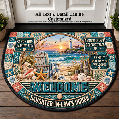 Daughter-in-Law's Beach Cottage Personalized Half Round Mat | 5To9Vibe
