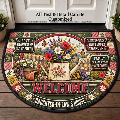 Daughter-in-Law's Butterfly Garden Personalized Half Round Mat | 5To9Vibe