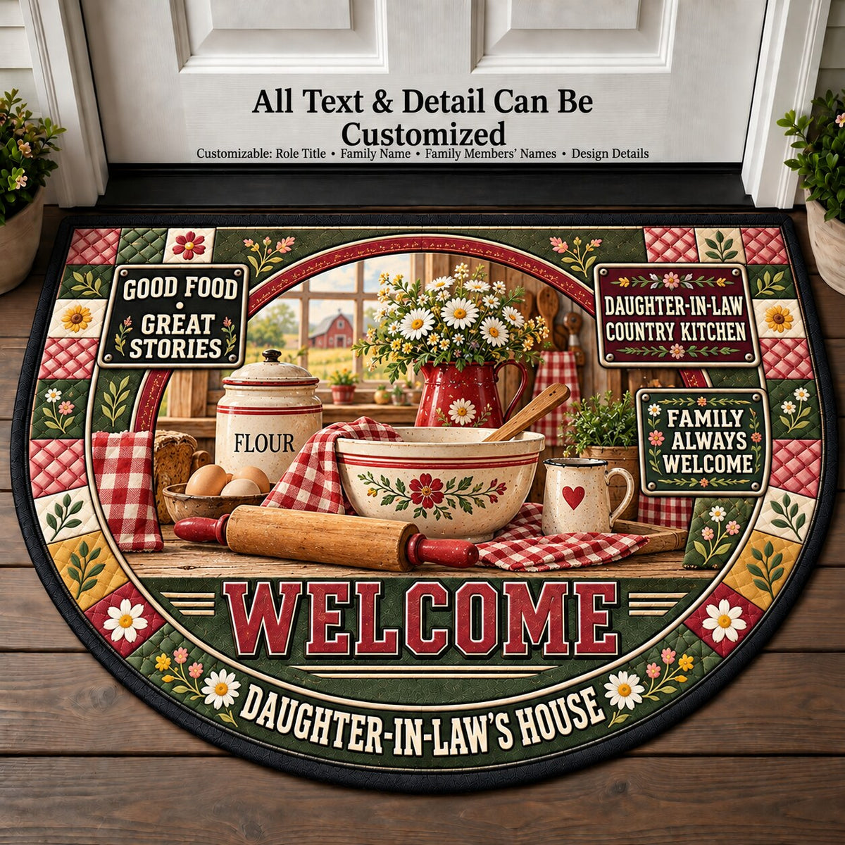 Daughter-in-Law's Country Kitchen Personalized Half Round Mat | 5To9Vibe