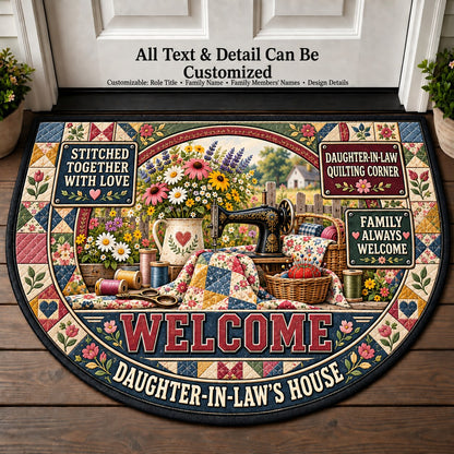 Daughter-in-Law's Quilting Corner Personalized Half Round Mat | 5To9Vibe