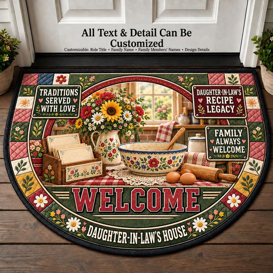 Daughter-in-Law's Recipe Legacy Personalized Half Round Mat | 5To9Vibe