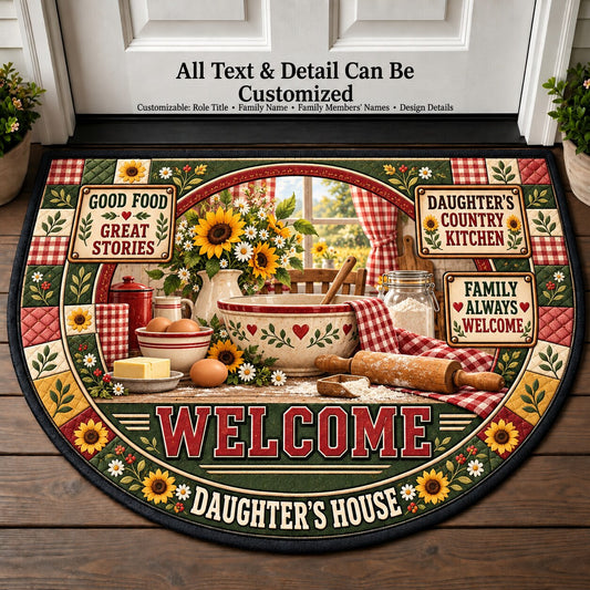 Daughter's Country Kitchen Personalized Half Round Mat | 5To9Vibe