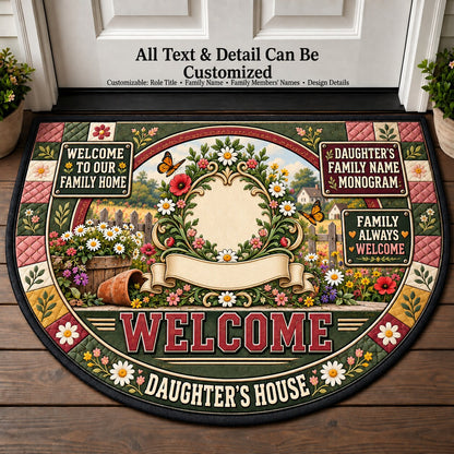 Daughter's Family Name Monogram Personalized Half Round Mat | 5To9Vibe
