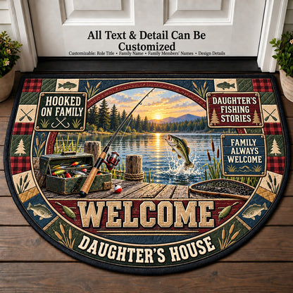Daughter's Fishing Stories Personalized Half Round Mat | 5To9Vibe