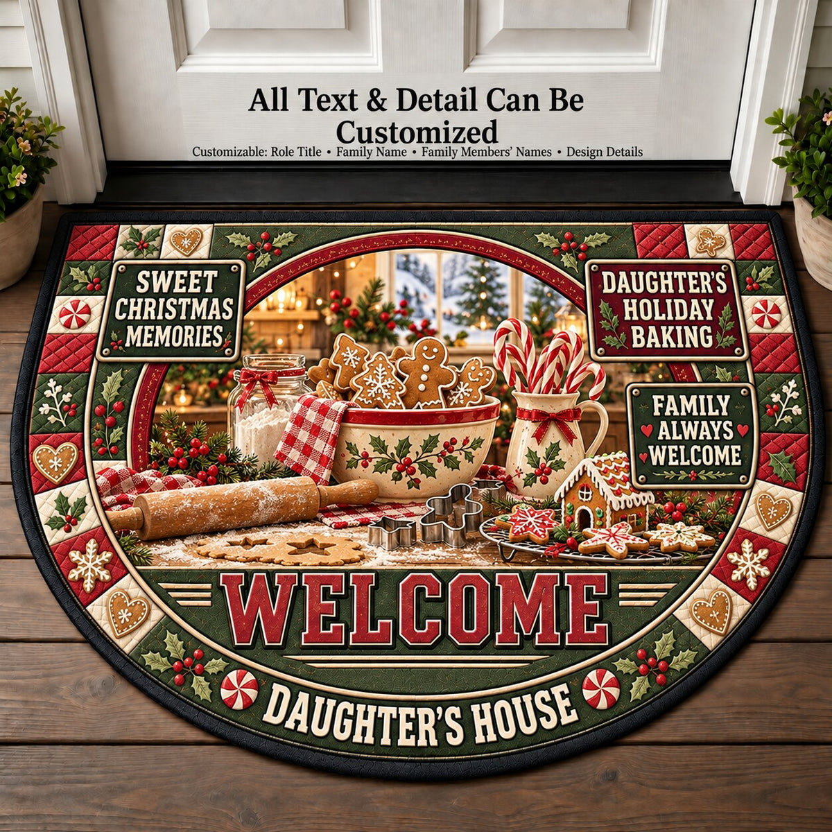 Daughter's Holiday Baking Personalized Half Round Mat | 5To9Vibe