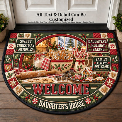Daughter's Holiday Baking Personalized Half Round Mat | 5To9Vibe