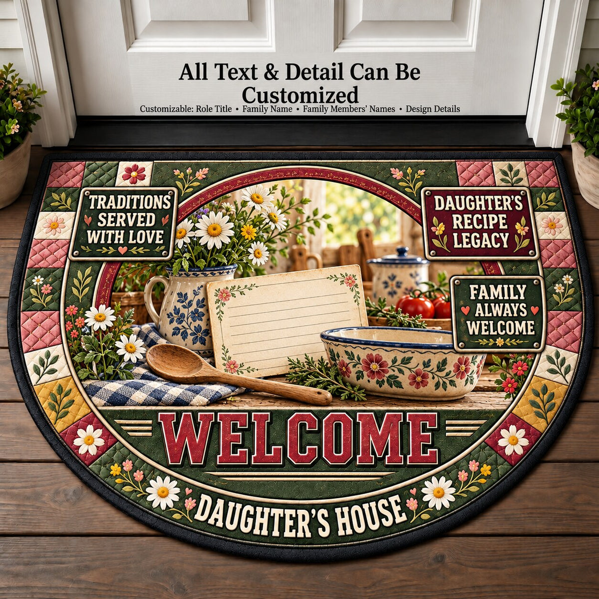 Daughter's Recipe Legacy Personalized Half Round Mat | 5To9Vibe