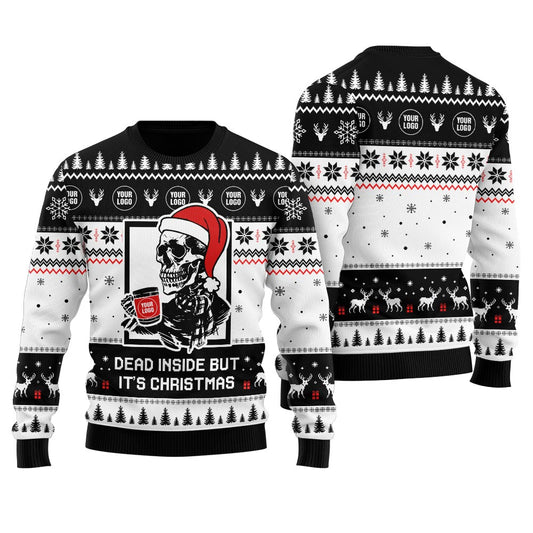 Dead Inside But Its Christmas Personalized Logo Ugly Sweater