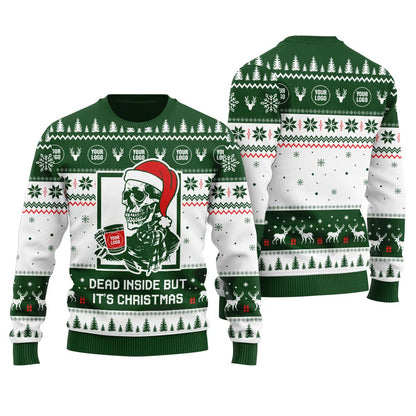 Dead Inside But Its Christmas Personalized Logo Ugly Sweater