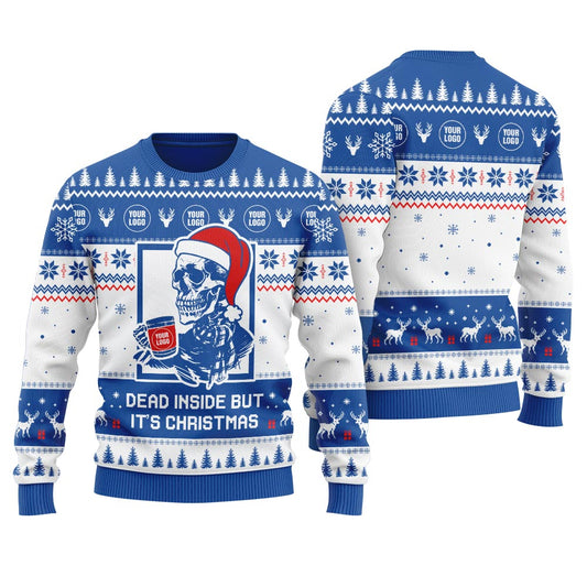 Dead Inside But Its Christmas Personalized Logo Ugly Sweater Mens