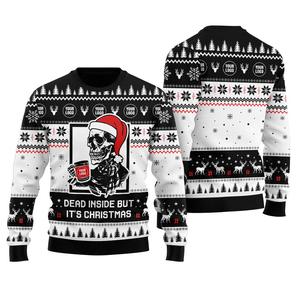 Dead Inside But Its Christmas Personalized Logo Ugly Sweater Mens