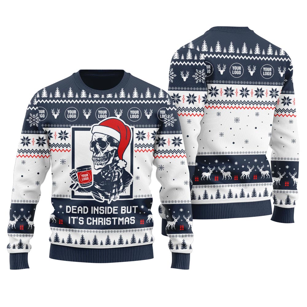 Dead Inside But Its Christmas Personalized Logo Ugly Sweater Mens
