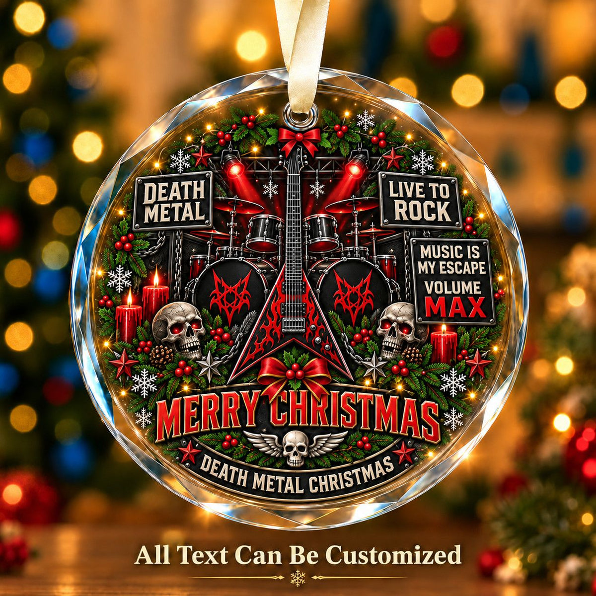 Death Metal Personalized Glass Ornament | 5To9Vibe