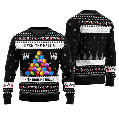 Deck The Halls With Bowling Balls Ugly Christmas Sweater