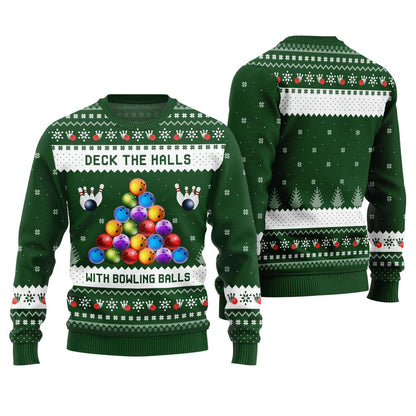 Deck The Halls With Bowling Balls Ugly Christmas Sweater
