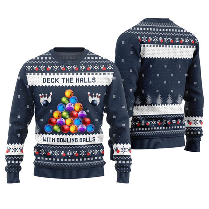 Deck The Halls With Bowling Balls Ugly Christmas Sweater