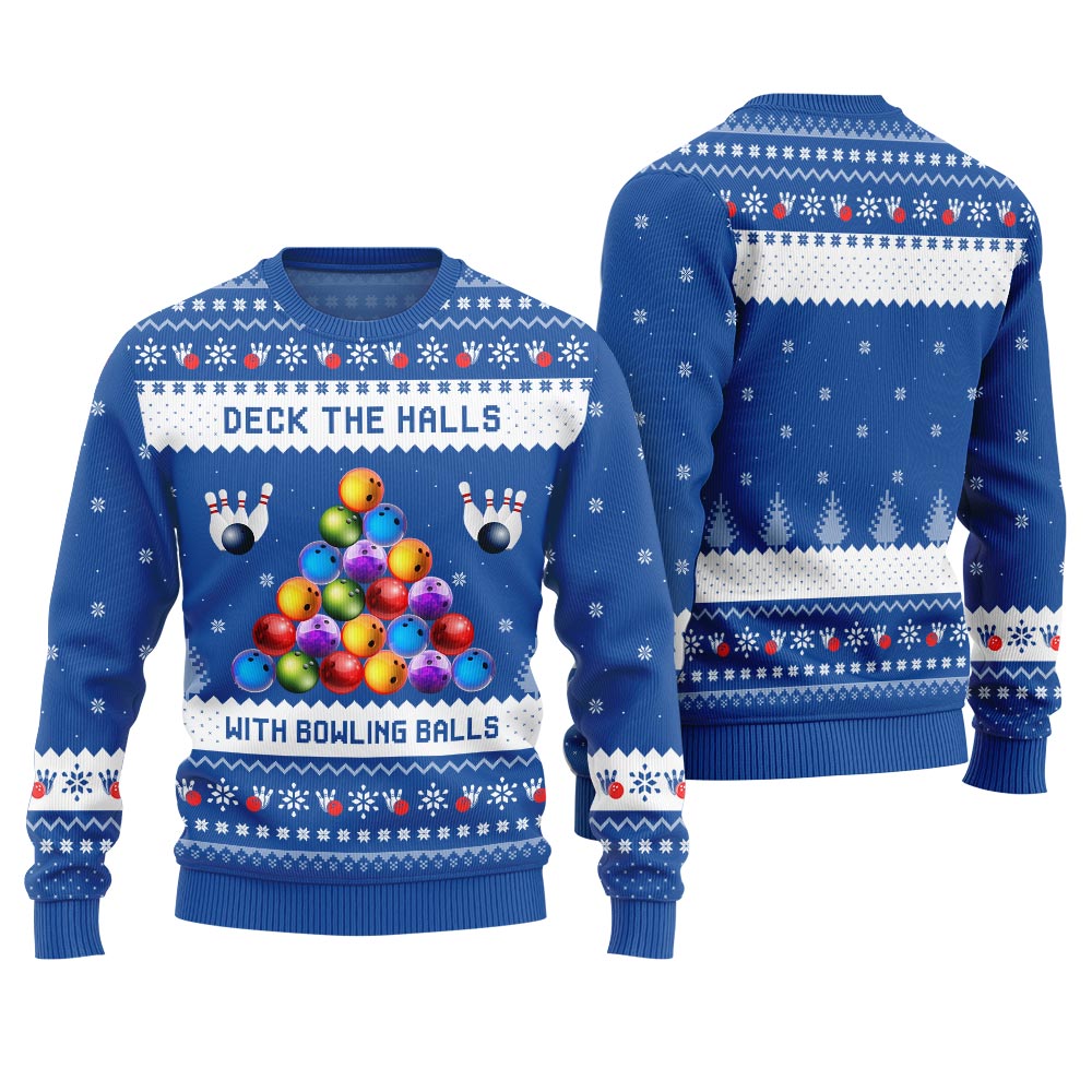 Deck The Halls With Bowling Balls Ugly Christmas Sweater