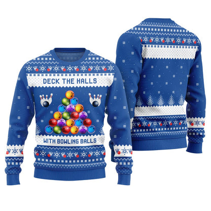 Deck The Halls With Bowling Balls Ugly Christmas Sweater
