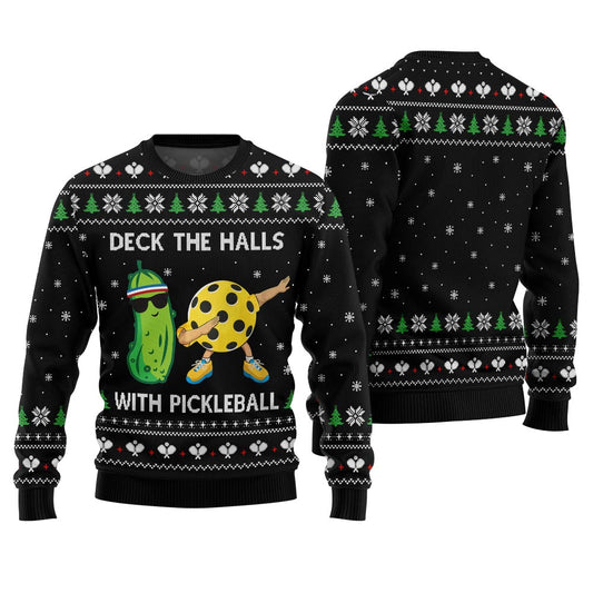 Deck The Halls With Pickleball Ugly Christmas Sweater