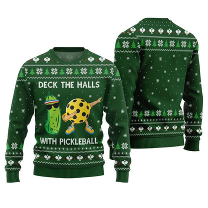 Deck The Halls With Pickleball Ugly Christmas Sweater