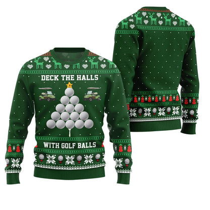 Deck the Halls with Golf Balls Funny Ugly Christmas Sweater
