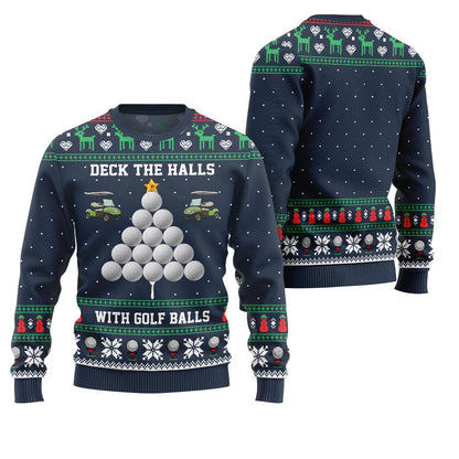 Deck the Halls with Golf Balls Funny Ugly Christmas Sweater