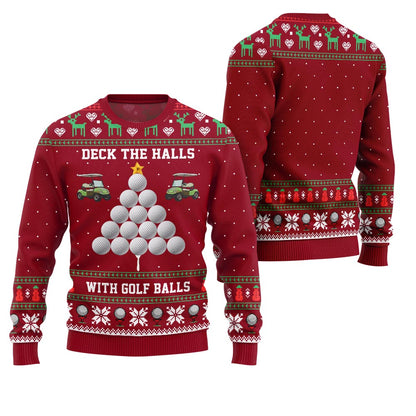 Deck the Halls with Golf Balls Funny Ugly Christmas Sweater