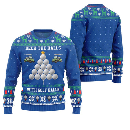 Deck the Halls with Golf Balls Funny Ugly Christmas Sweater