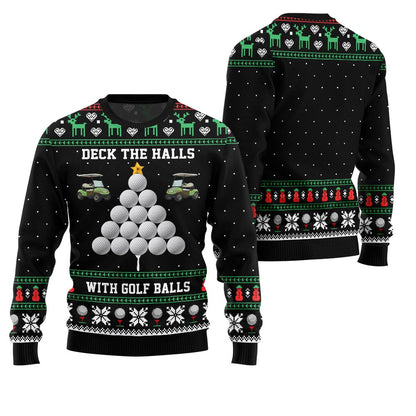 Deck the Halls with Golf Balls Funny Ugly Christmas Sweater