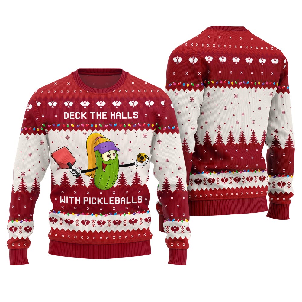 Deck the Halls with Pickleballs Ugly Xmas Sweater