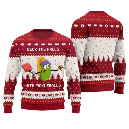 Deck the Halls with Pickleballs Ugly Xmas Sweater