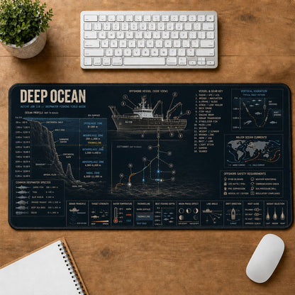 Deep Ocean Fishing Fishing Field Guide Desk Mat | 5To9Vibe