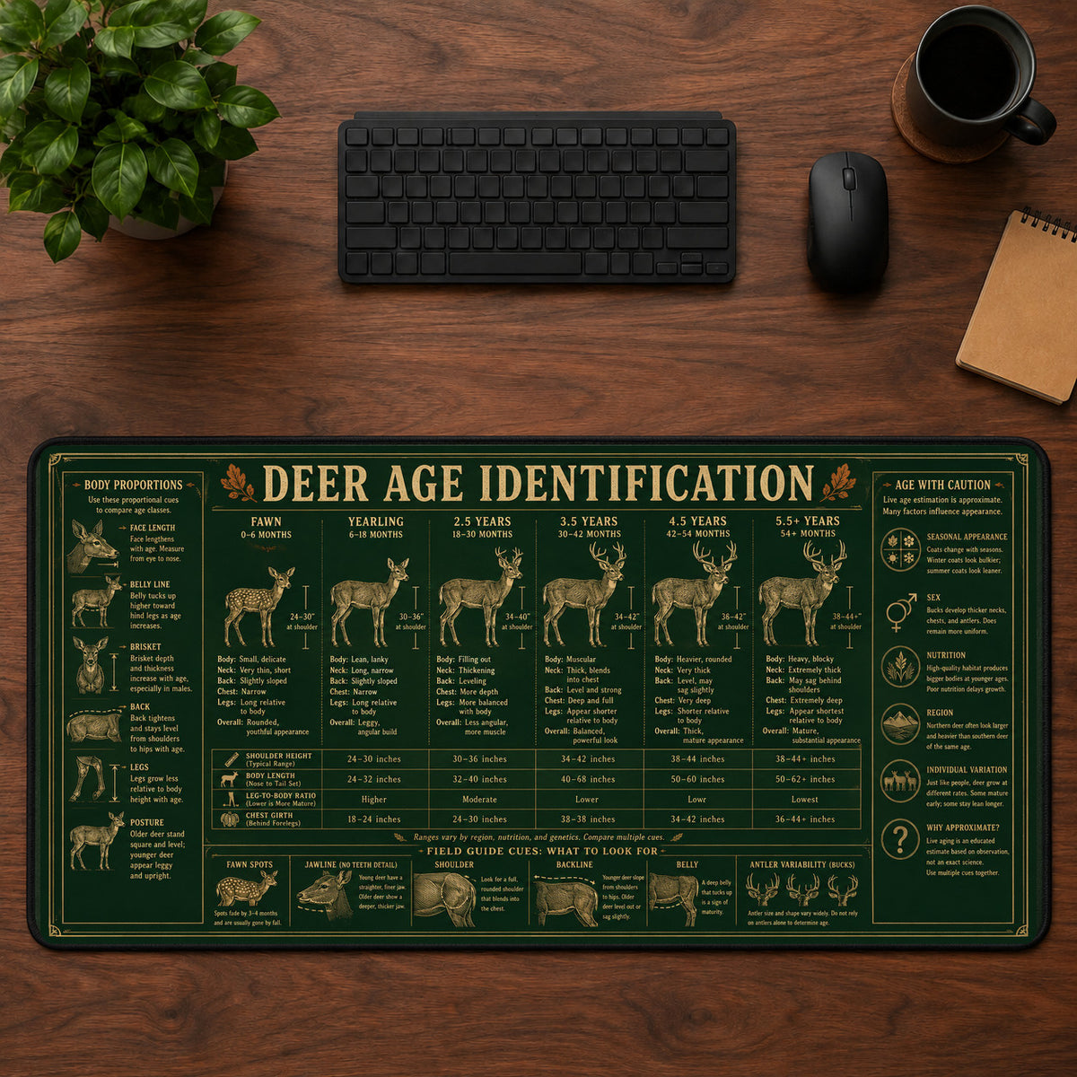 Deer Age Identification Desk Mat Mouse Pad | 5To9Vibe