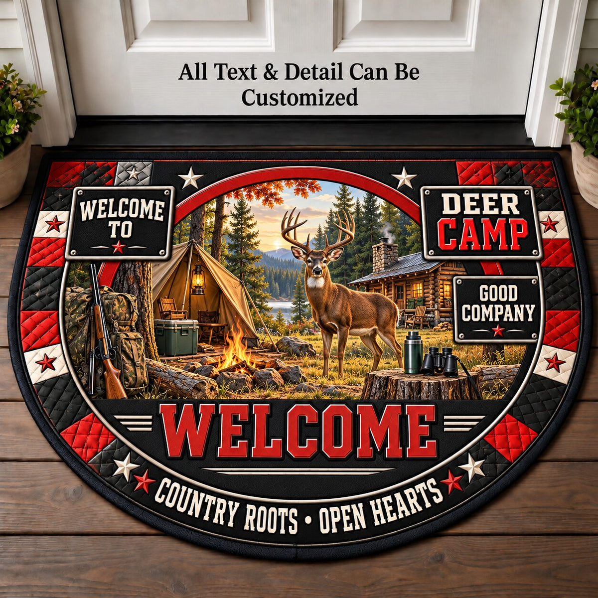 Deer Camp Personalized Half Round Mat | 5To9Vibe