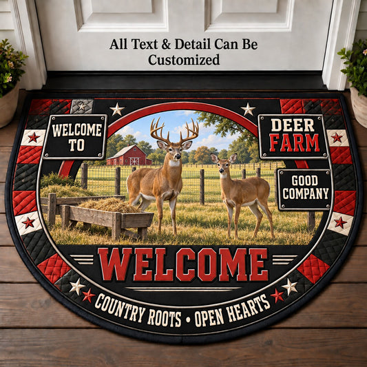 Deer Farm Personalized Half Round Mat | 5To9Vibe