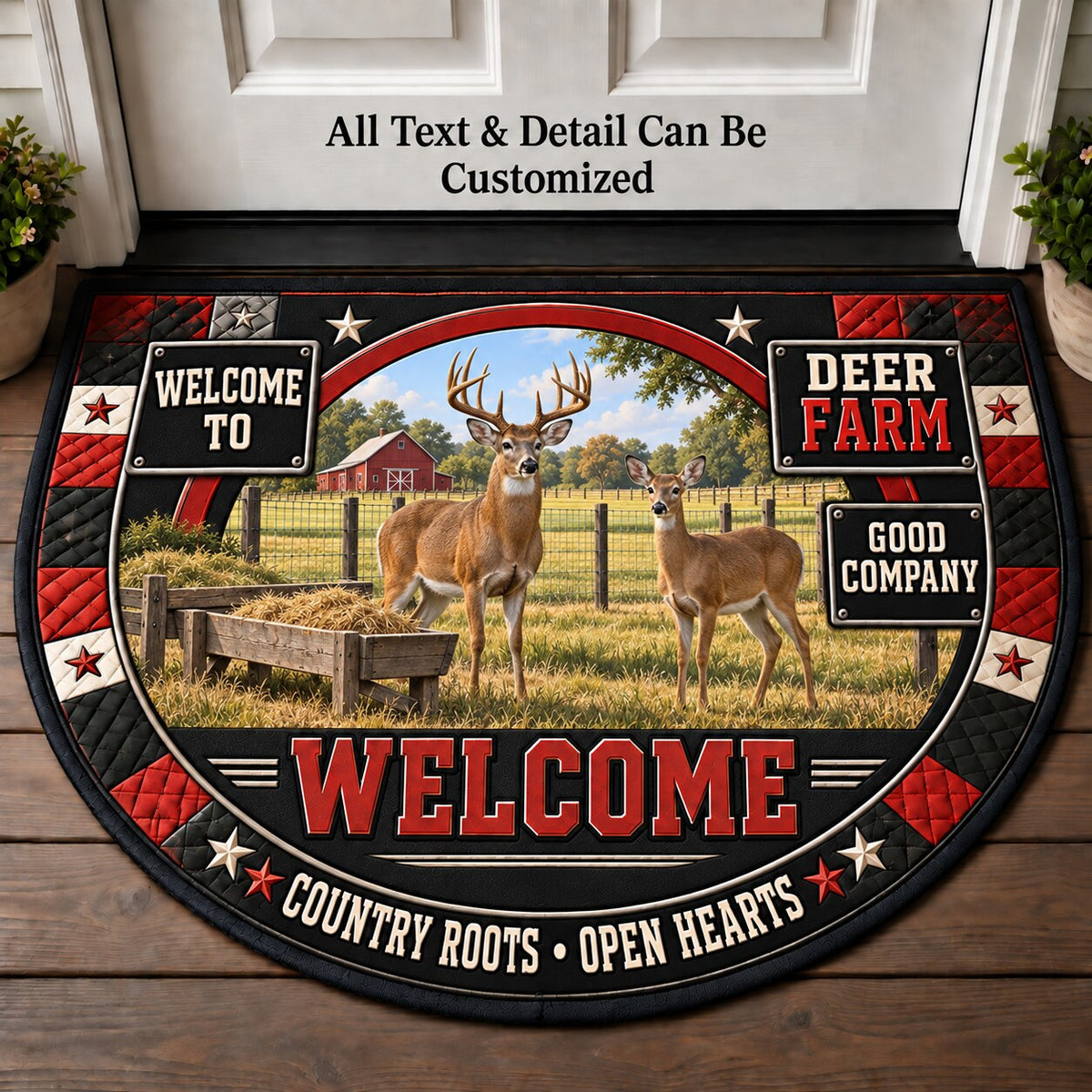 Deer Farm Personalized Half Round Mat | 5To9Vibe